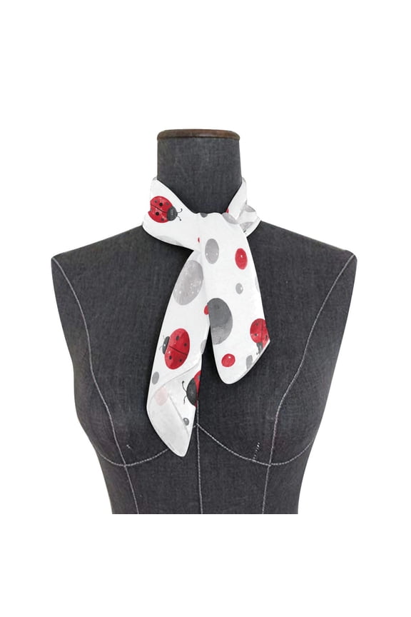 Square Scarf 24x24 Inch Red Ladybug Polka Dot Silky Satin Sun Protection Neck Scarf for Women Multi-Purpose Head Wrap Bandana for Hair Bag Decoration