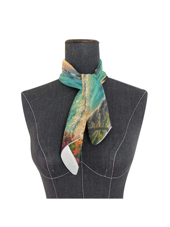 Square Scarf 24x24 Inch Tropical Shore Sunset Turtles Silky Satin Sun Protection Neck Scarf for Women Multi-Purpose Head Wrap Bandana for Hair Bag Decoration