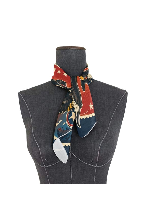 Square Scarf 24x24 Inch Vintage Western Eagle Emblem Silky Satin Sun Protection Neck Scarf for Women Multi-Purpose Head Wrap Bandana for Hair Bag Decoration