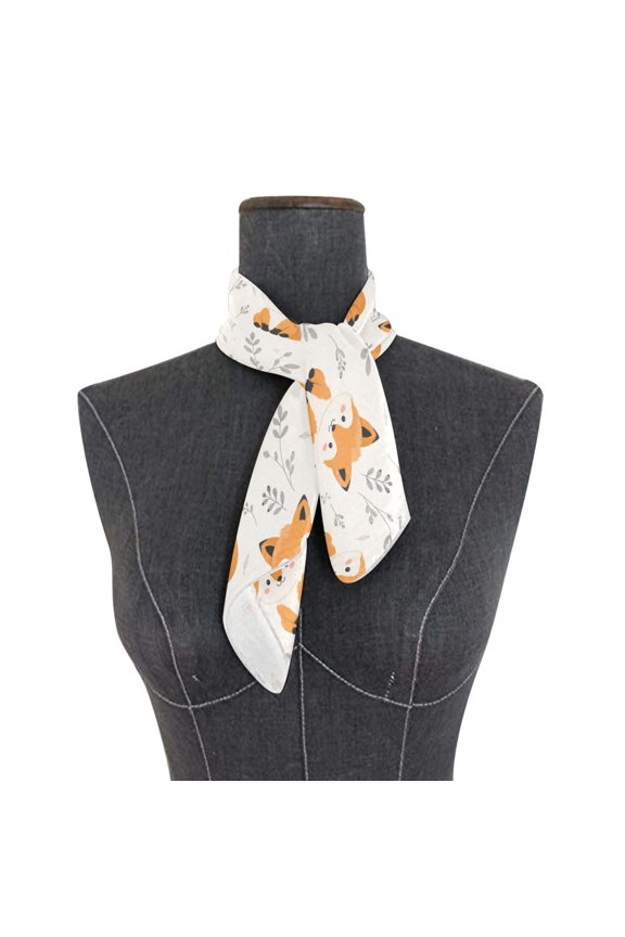 Square Scarf 24x24 Inch Woodland Fox Floral Pattern Silky Satin Sun Protection Neck Scarf for Women Multi-Purpose Head Wrap Bandana for Hair Bag Decoration
