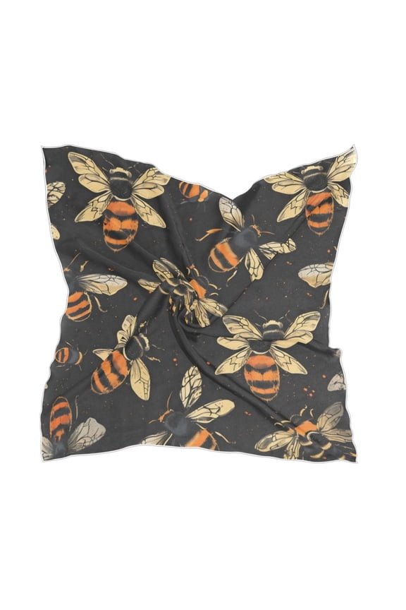 Square Scarf Headscarf Shawl Printed Scarf 23.6223.62 Inches Fashionable Decorative Scarf Black Bee
