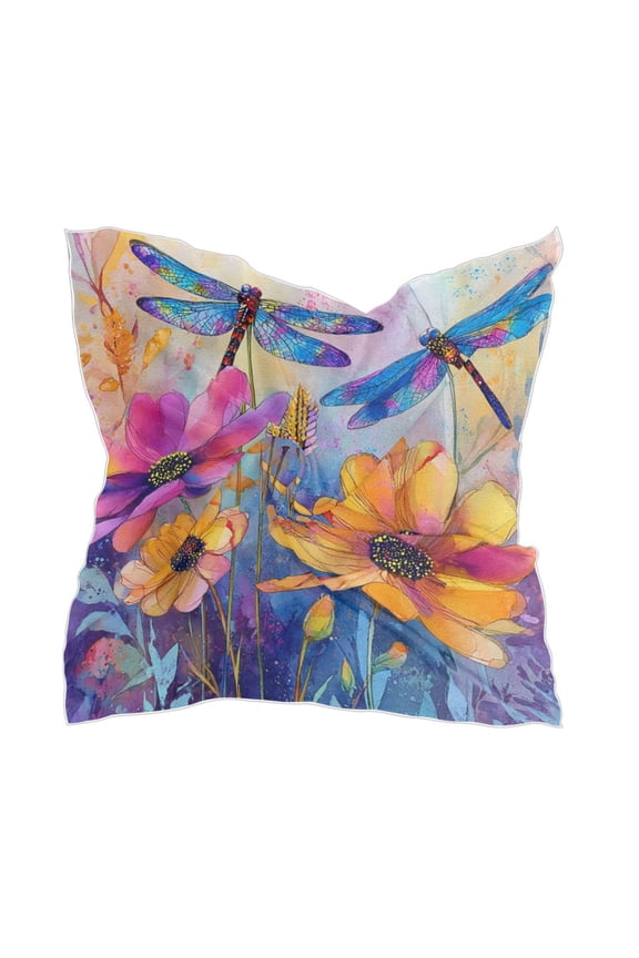 Square Scarf Headscarf Shawl Printed Scarf 23.6223.62 Inches Fashionable Decorative Scarf Blue Dragonfly