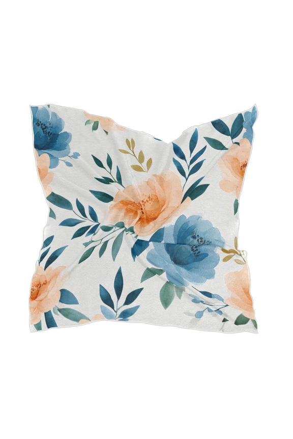 Square Scarf Headscarf Shawl Printed Scarf 23.6223.62 Inches Fashionable Decorative Scarf Blue Flowers Lovely