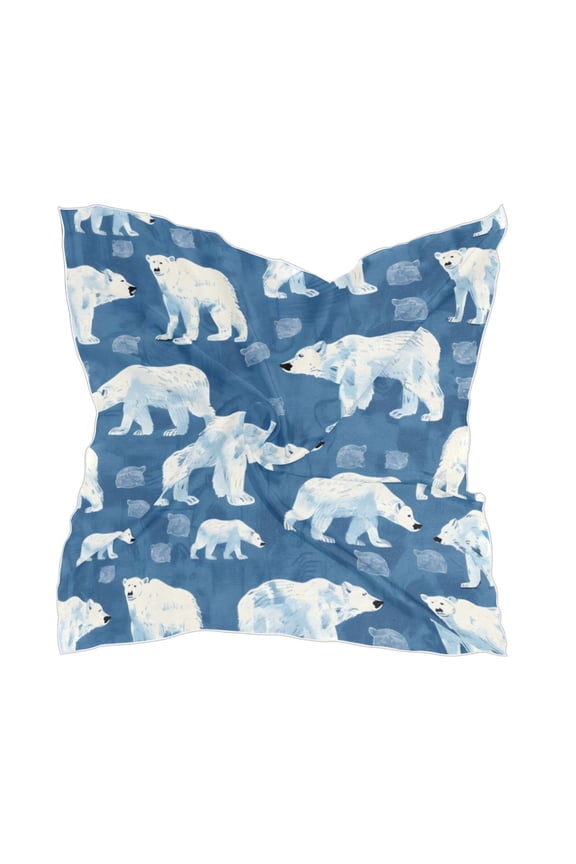 Square Scarf Headscarf Shawl Printed Scarf 23.6223.62 Inches Fashionable Decorative Scarf Blue Polar Bear