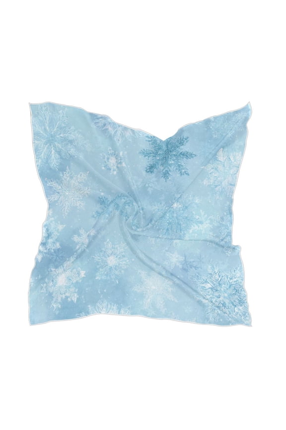 Square Scarf Headscarf Shawl Printed Scarf 23.6223.62 Inches Fashionable Decorative Scarf Blue Snowflakes