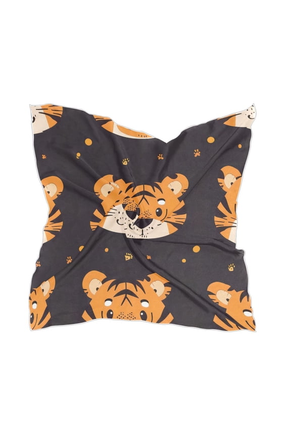 Square Scarf Headscarf Shawl Printed Scarf 23.6223.62 Inches Fashionable Decorative Scarf Cartoon Tiger