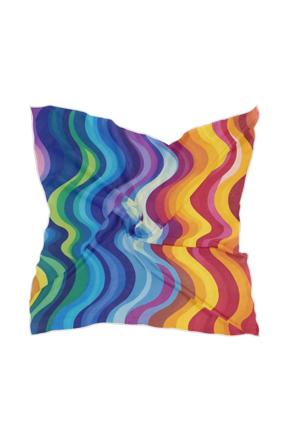 Square Scarf Headscarf Shawl Printed Scarf 23.6223.62 Inches Fashionable Decorative Scarf Colored Curved Lines