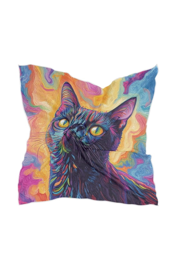 Square Scarf Headscarf Shawl Printed Scarf 23.6223.62 Inches Fashionable Decorative Scarf Colorful Cute Cat