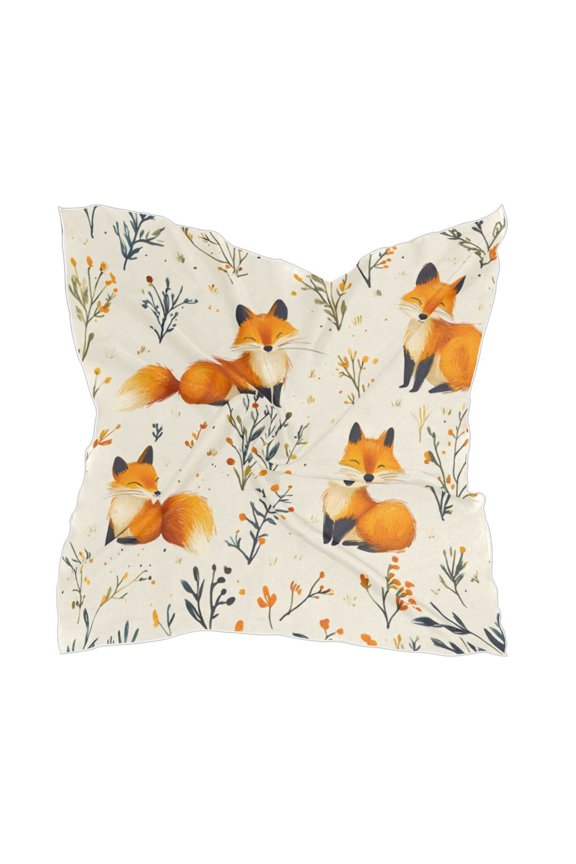 Square Scarf Headscarf Shawl Printed Scarf 23.6223.62 Inches Fashionable Decorative Scarf Cute Fox