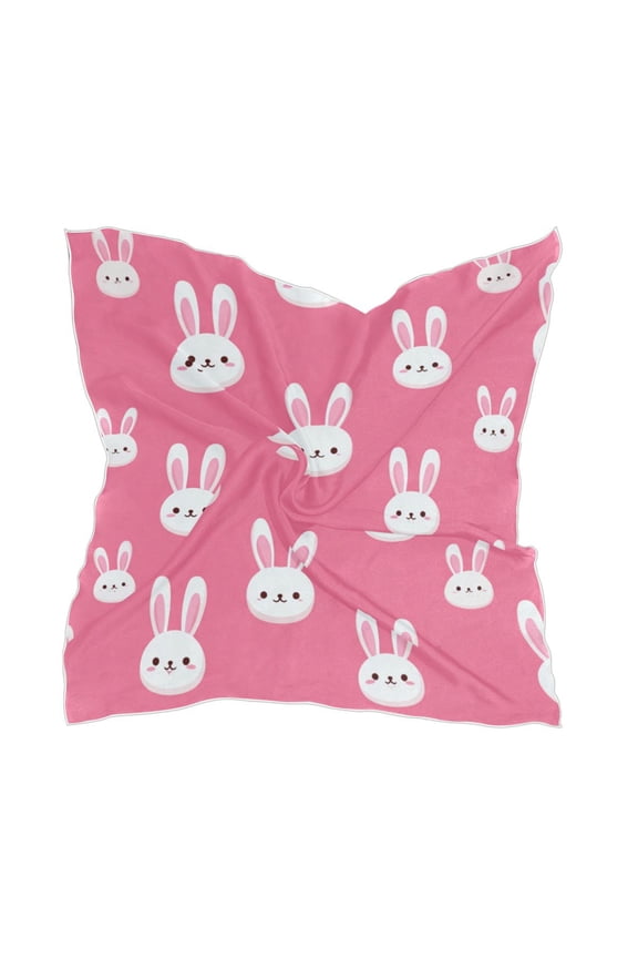 Square Scarf Headscarf Shawl Printed Scarf 23.6223.62 Inches Fashionable Decorative Scarf Cute White Rabbits