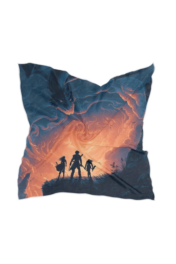 Square Scarf Headscarf Shawl Printed Scarf 23.6223.62 Inches Fashionable Decorative Scarf Fantasy Adventure Game Poster