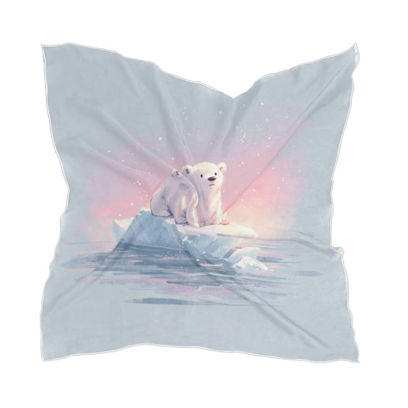 Square Scarf Headscarf Shawl Printed Scarf 23.6223.62 Inches Fashionable Decorative Scarf Fluffy Polar Bear Cub Art