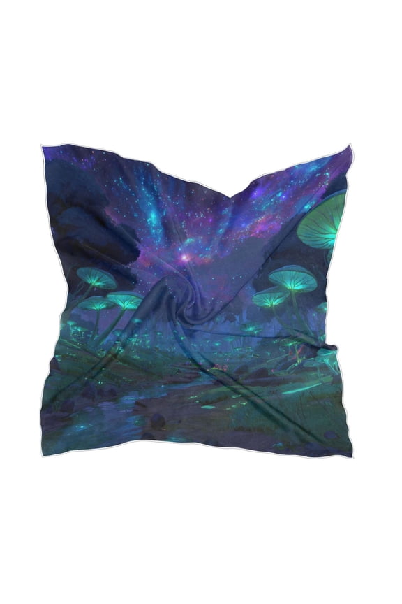 Square Scarf Headscarf Shawl Printed Scarf 23.6223.62 Inches Fashionable Decorative Scarf Glowing Mushrooms Underwater Scene