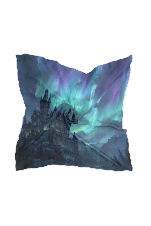 Square Scarf Headscarf Shawl Printed Scarf 23.6223.62 Inches Fashionable Decorative Scarf Gothic Castle Aurora Sky