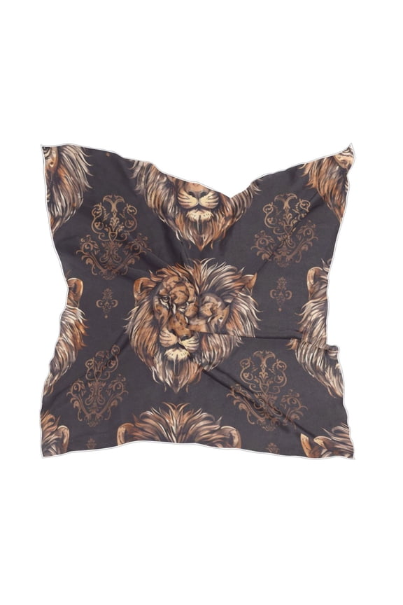 Square Scarf Headscarf Shawl Printed Scarf 23.6223.62 Inches Fashionable Decorative Scarf Gray Lion