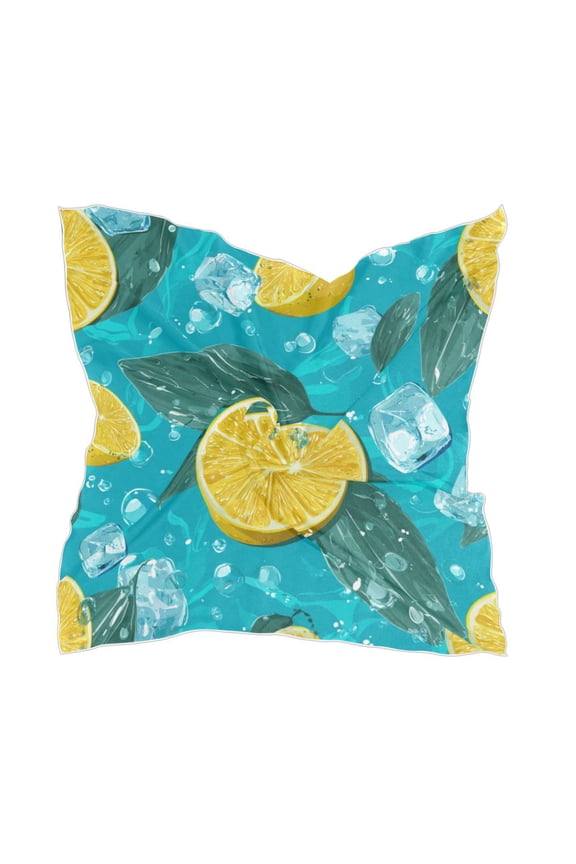 Square Scarf Headscarf Shawl Printed Scarf 23.6223.62 Inches Fashionable Decorative Scarf Lemon Cubes with Leaves