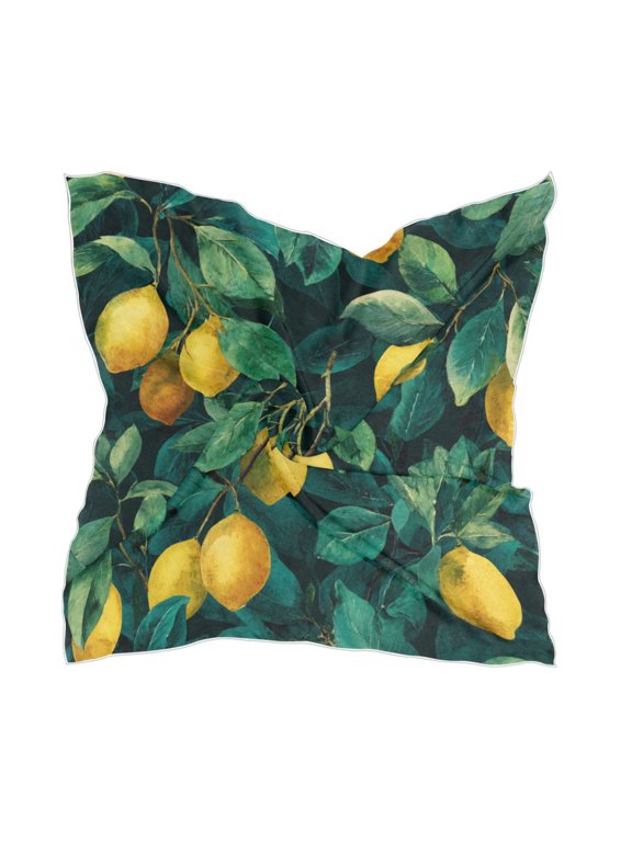Square Scarf Headscarf Shawl Printed Scarf 23.6223.62 Inches Fashionable Decorative Scarf Lemon Tree Green Leaves