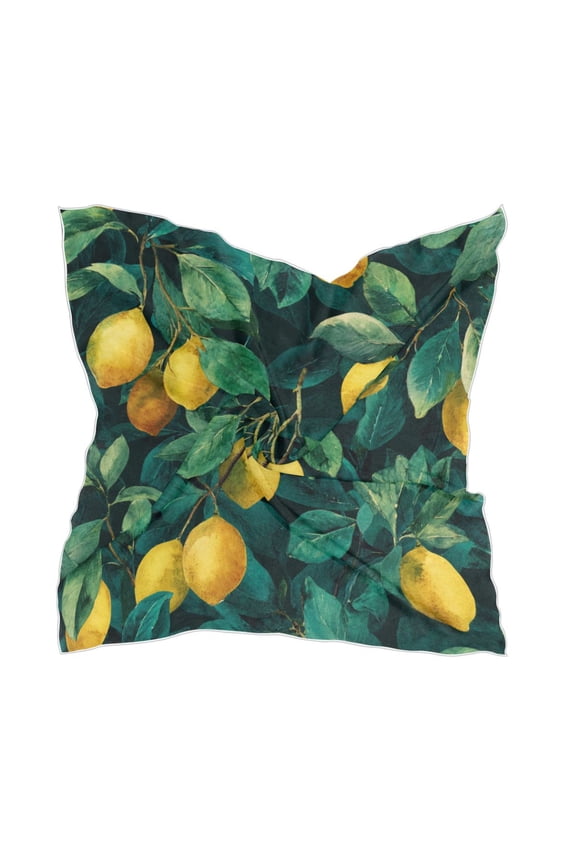 Square Scarf Headscarf Shawl Printed Scarf 23.6223.62 Inches Fashionable Decorative Scarf Lemon Tree Green Leaves
