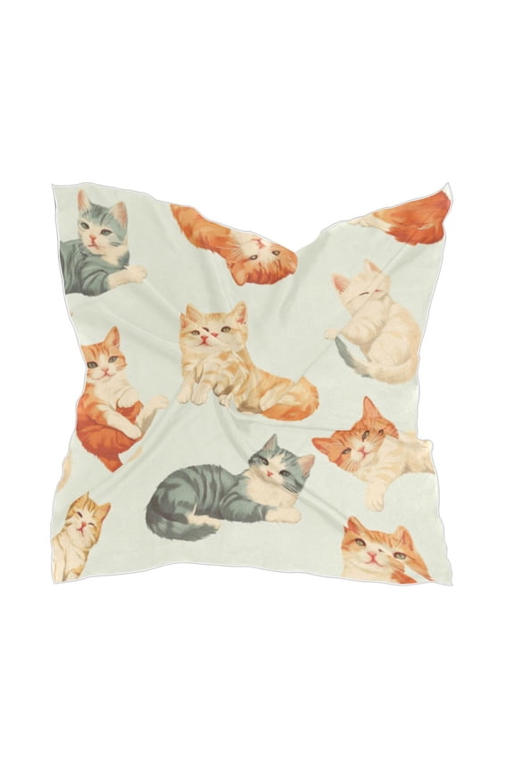 Square Scarf Headscarf Shawl Printed Scarf 23.6223.62 Inches Fashionable Decorative Scarf Little Colored Cat