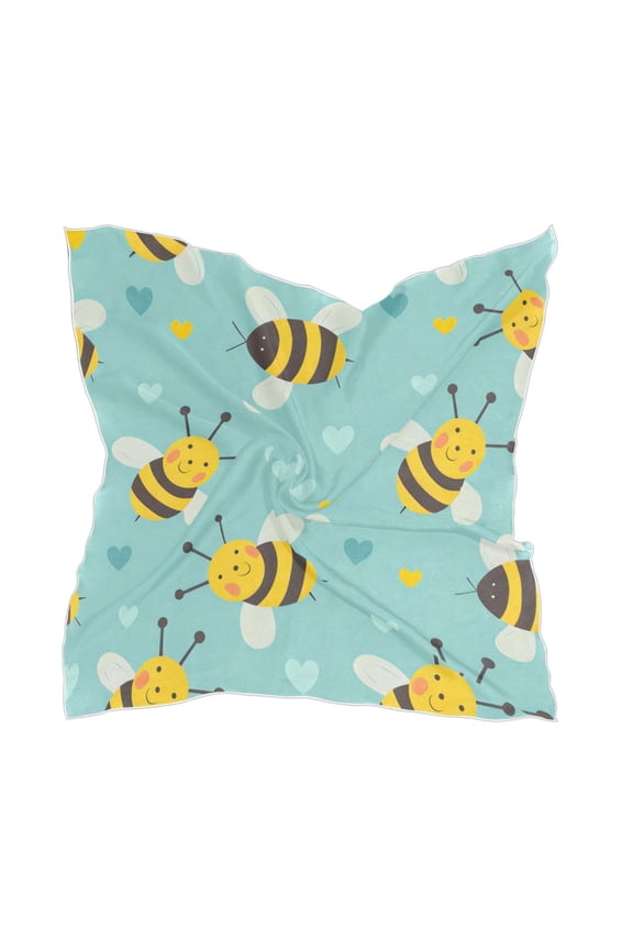 Square Scarf Headscarf Shawl Printed Scarf 23.6223.62 Inches Fashionable Decorative Scarf Lovely Bee