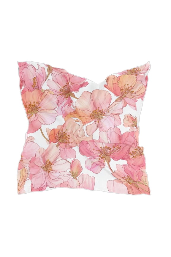 Square Scarf Headscarf Shawl Printed Scarf 23.6223.62 Inches Fashionable Decorative Scarf Lovely Pink Flowers