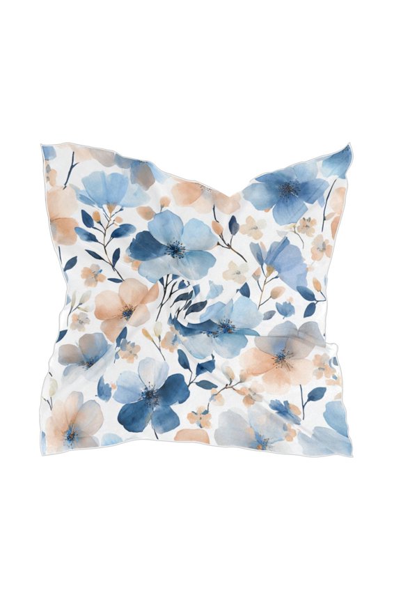 Square Scarf Headscarf Shawl Printed Scarf 23.6223.62 Inches Fashionable Decorative Scarf Lovely Watercolor Blue Flowers