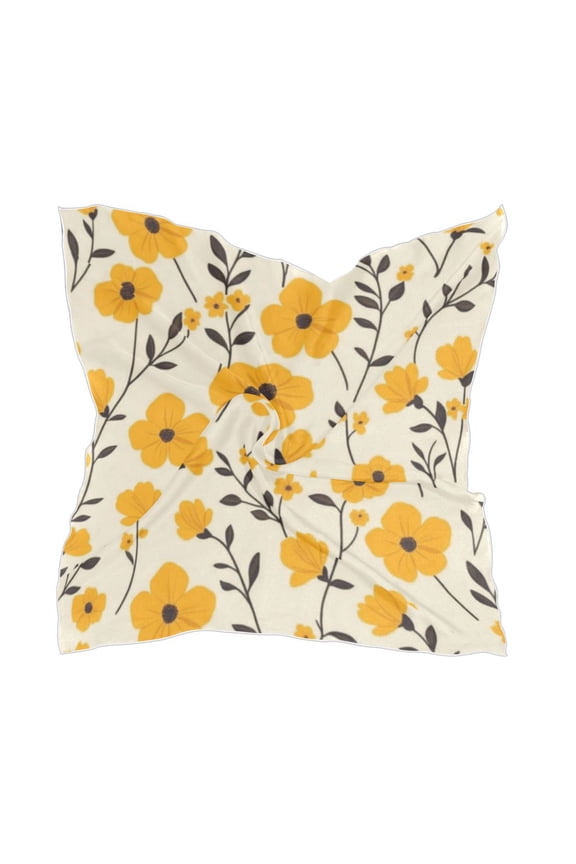 Square Scarf Headscarf Shawl Printed Scarf 23.6223.62 Inches Fashionable Decorative Scarf Lovely Yellow Flowers