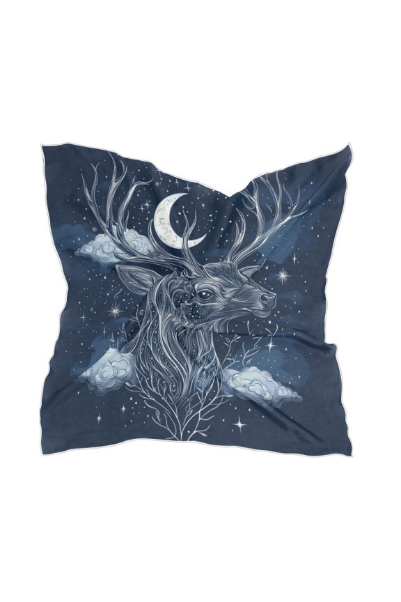 Square Scarf Headscarf Shawl Printed Scarf 23.6223.62 Inches Fashionable Decorative Scarf Moon Deer