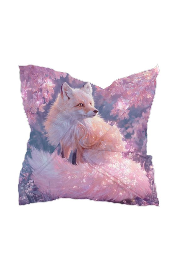 Square Scarf Headscarf Shawl Printed Scarf 23.6223.62 Inches Fashionable Decorative Scarf Pink Fox Plump Figure