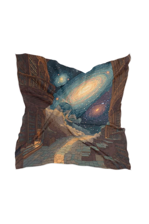 Square Scarf Headscarf Shawl Printed Scarf 23.6223.62 Inches Fashionable Decorative Scarf Pixel Galaxy Library Milky Way