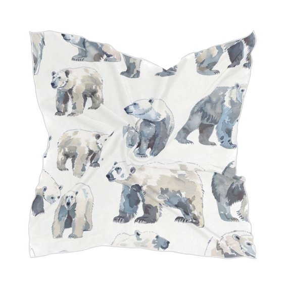 Square Scarf Headscarf Shawl Printed Scarf 23.6223.62 Inches Fashionable Decorative Scarf Polar Bear