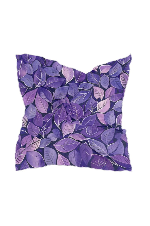 Square Scarf Headscarf Shawl Printed Scarf 23.6223.62 Inches Fashionable Decorative Scarf Purple Leaf