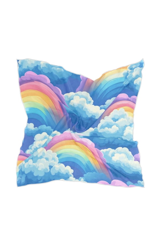 Square Scarf Headscarf Shawl Printed Scarf 23.6223.62 Inches Fashionable Decorative Scarf Rainbows and Blue Clouds