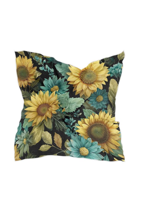 Square Scarf Headscarf Shawl Printed Scarf 23.6223.62 Inches Fashionable Decorative Scarf Sage Leaf Sunflowers