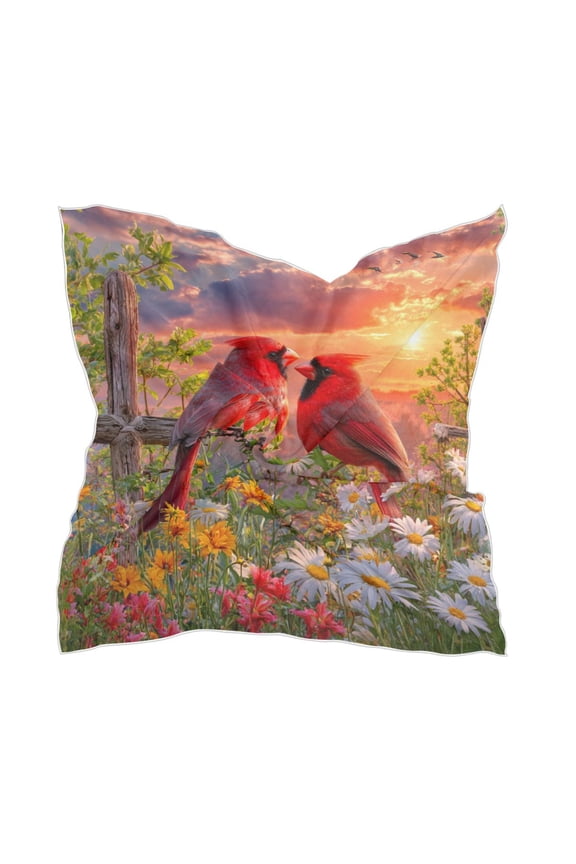 Square Scarf Headscarf Shawl Printed Scarf 23.6223.62 Inches Fashionable Decorative Scarf Sunrise Bird Scene