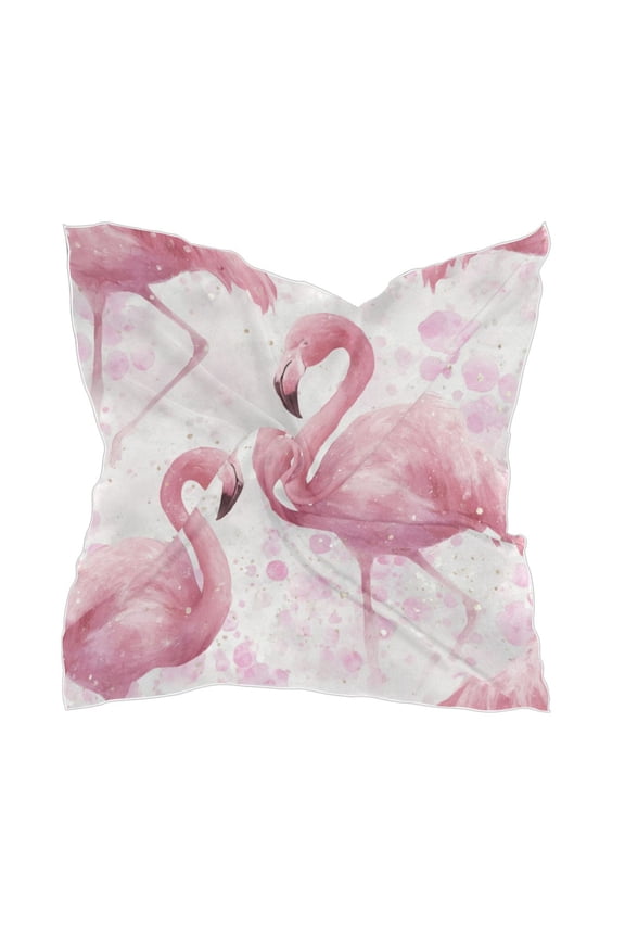 Square Scarf Headscarf Shawl Printed Scarf 23.6223.62 Inches Fashionable Decorative Scarf Two Pink Flamingos