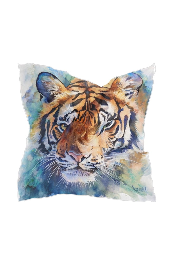 Square Scarf Headscarf Shawl Printed Scarf 23.6223.62 Inches Fashionable Decorative Scarf Watercolor Tiger