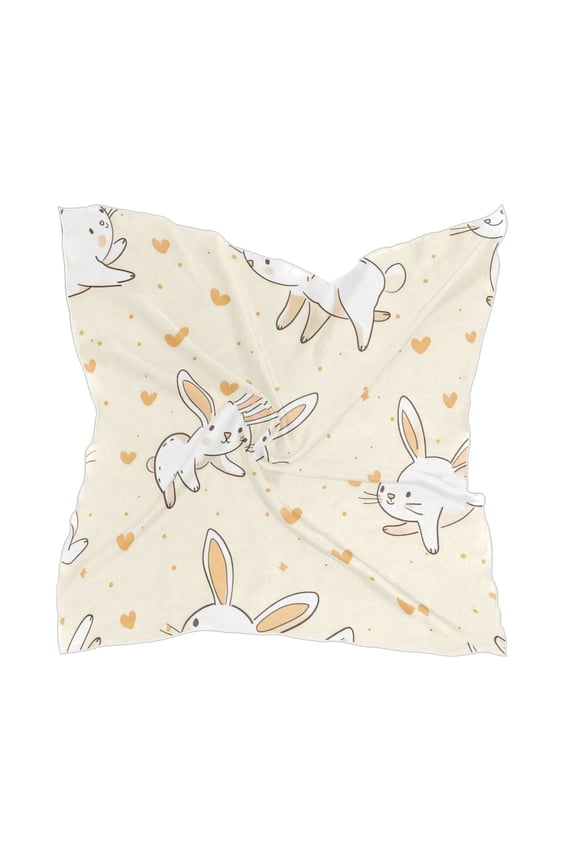 Square Scarf Headscarf Shawl Printed Scarf 23.6223.62 Inches Fashionable Decorative Scarf White Rabbit