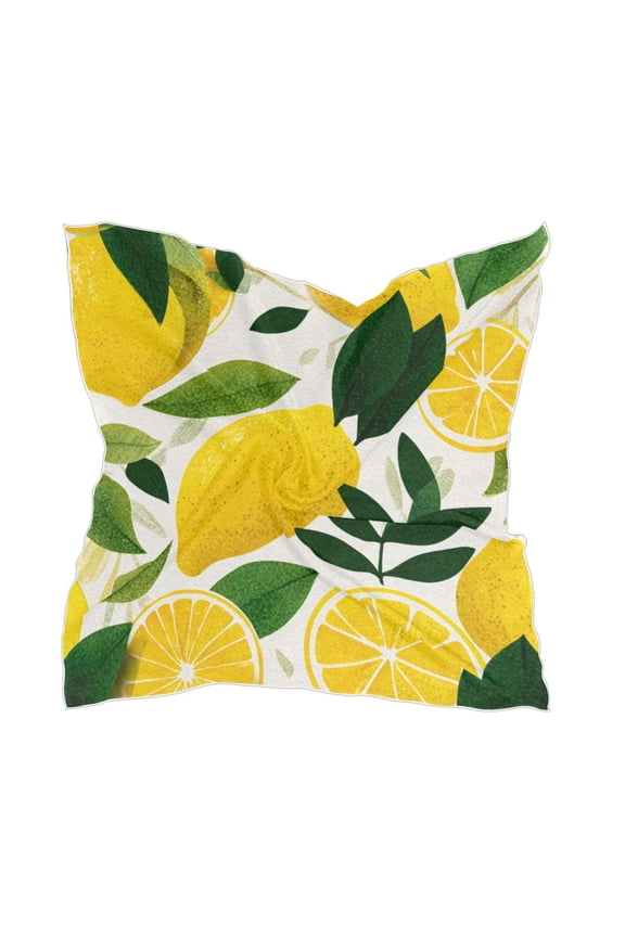 Square Scarf Headscarf Shawl Printed Scarf 23.6223.62 Inches Fashionable Decorative Scarf Yellow Lemon Pattern