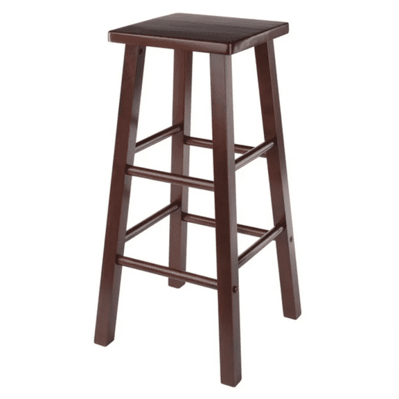 Square Seat Bar Stool, Walnut Finish