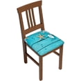 thumbnail image 1 of Square Seat Covers for Dining Room Chairs Set of 6, Starfish Chair Covers with Elastic Ties, Stretch Removable Washable Chair Seat Protector Cushion Slipcovers for Kitchen Hotel, 1 of 6