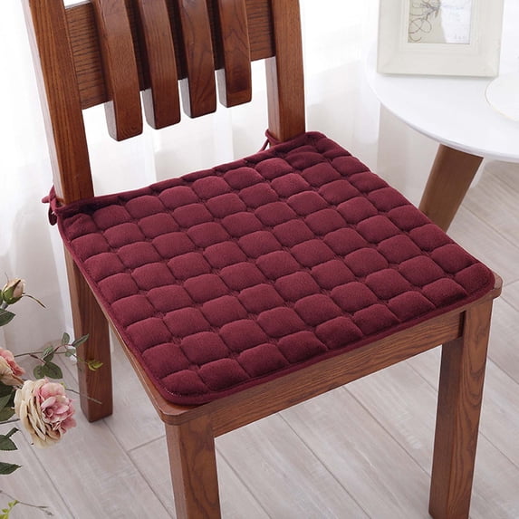 Square Seat Cushion, Dining Chair Pad, Thin Stool Cushion with Tie Straps, Polyester Linen Fabric, for Home Office Study
