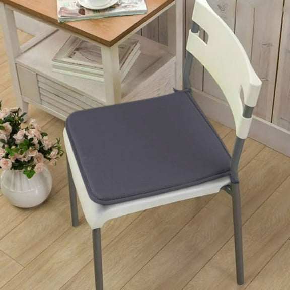 Square Seat Cushion Pads with Ties, Thick Non-Slip Chair Cushions for Office, Dining Room, or Outdoor Patio Seating, Dark Gray