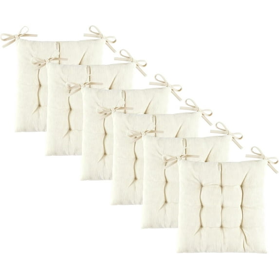 Square Seat Cushion for Kitchen Dining Chairs, Soft & Comfortable 15.5" x 15.5" Chair Pads, 6 Packs, Beige