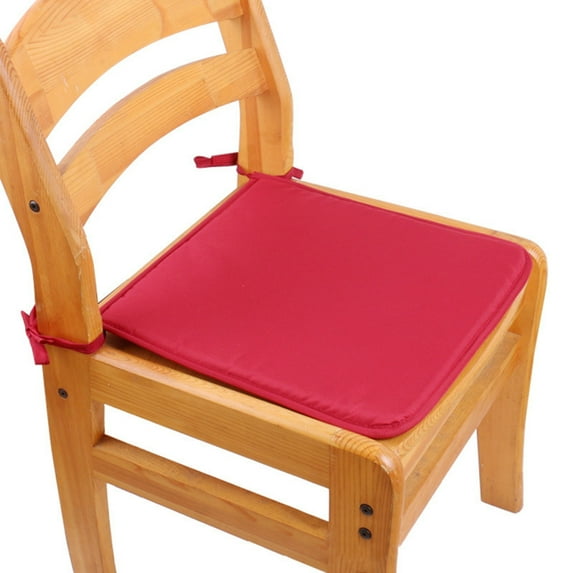 Square Seat Cushions - Pure Color Sponge Chair Pads Chair Pillow Cushion with Anti-Slip Ties for Kitchen, Dining, Office Chairs, Tatami, Red