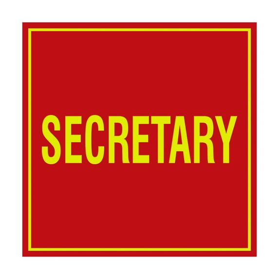Square Secretary Sign (Red/Yellow) - Medium