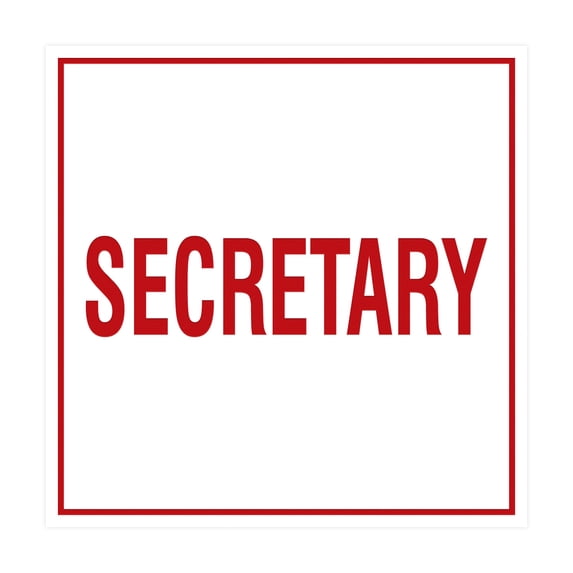 Square Secretary Sign (White/Red) - Large