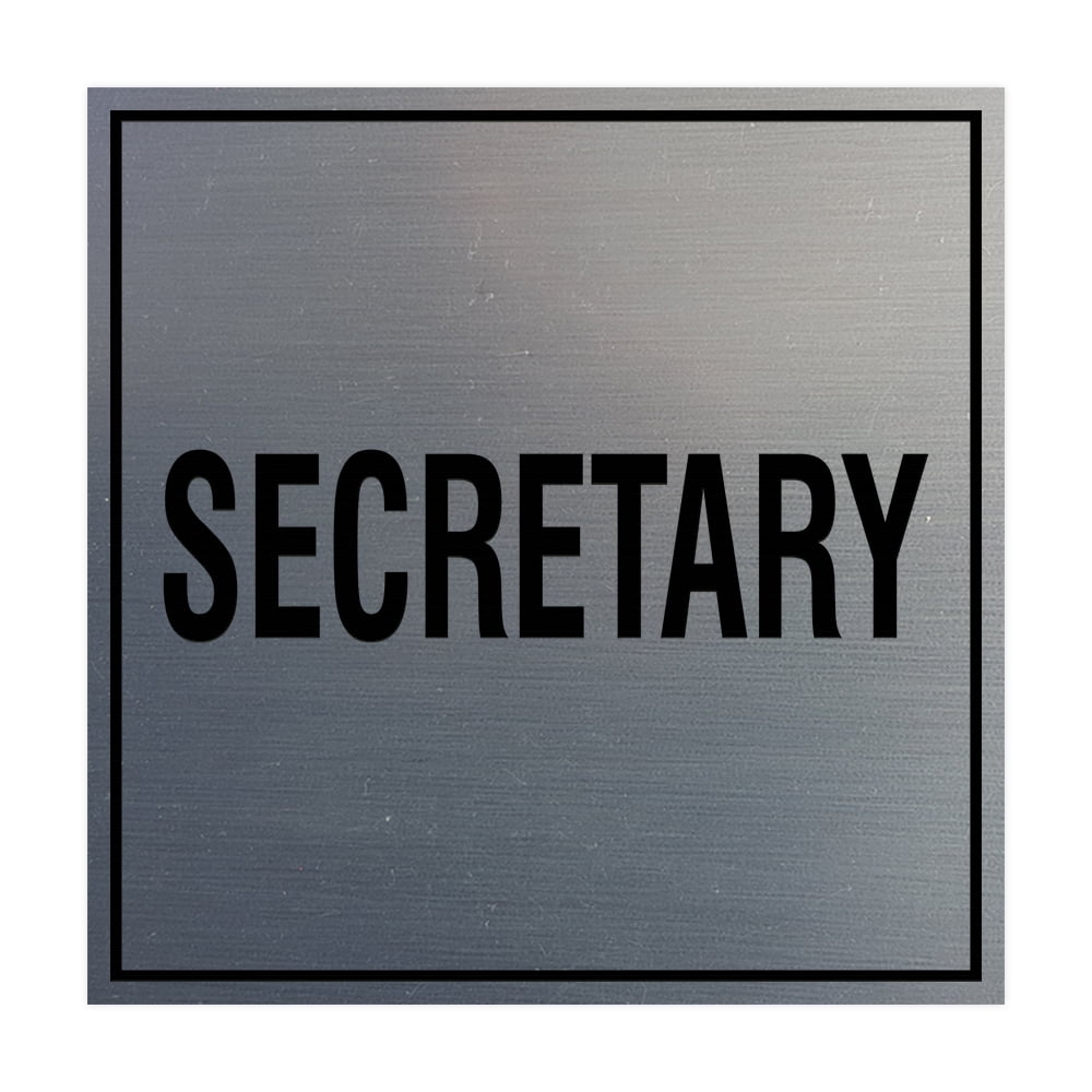 Secretary Report Sign Square Secretary Sign with Adhesive Tape (Brushed Silver) - Medium ...