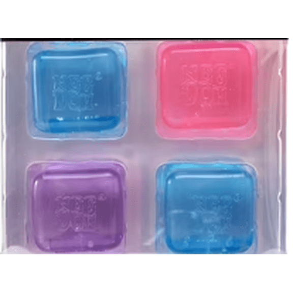 Square Sensory Squishy Cubes - 4 Pack Solid Squeeze Fidget Toys, Soft When Slow Squeezed Firm When Fast Squeezed, 1 Inch Stress Relief Cubes, Assorted Colors