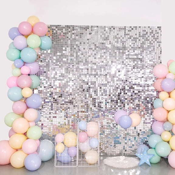 Square Sequin Wall Party Backdrop Wedding Events Decorations Birthday Wedding Silver Smile Home